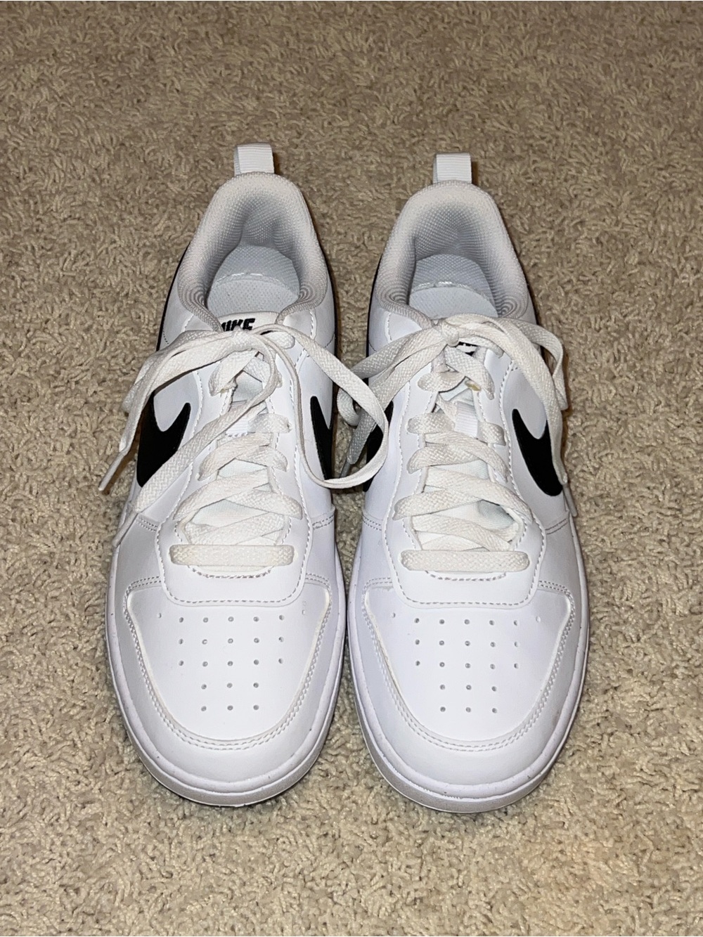 Nike Kids Air Force Black One Sneakers with Black Swoosh.